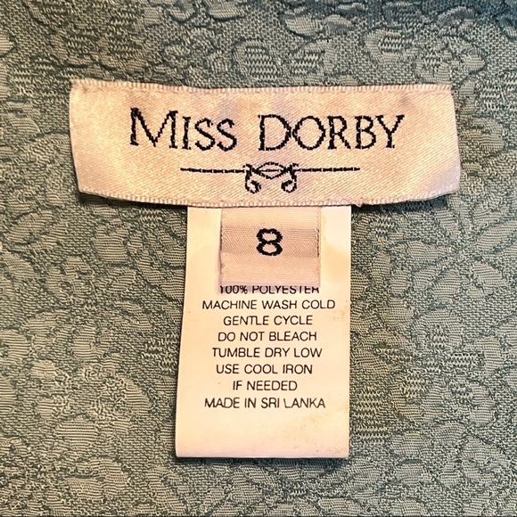 Vintage Miss Dorby Blue Ruffled Woven Floral Design Glass Button Blazer - Picture 9 of 14